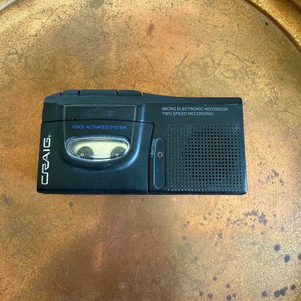 Black Portable Voice Activated Cassette Recorder